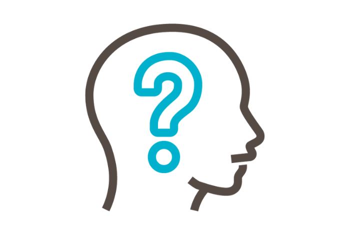 Zeichnung eines Kopfes mit Fragezeichen