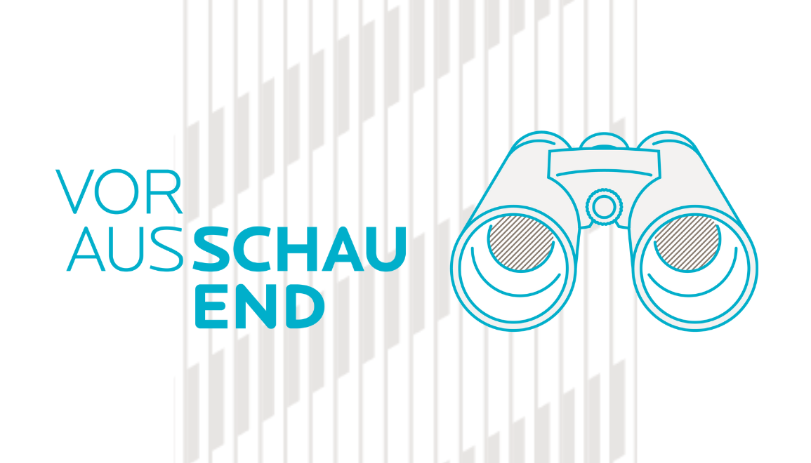 Eine Grafik eines minimalistischen Fernglases. Daneben steht das Wort "vorausschauend".