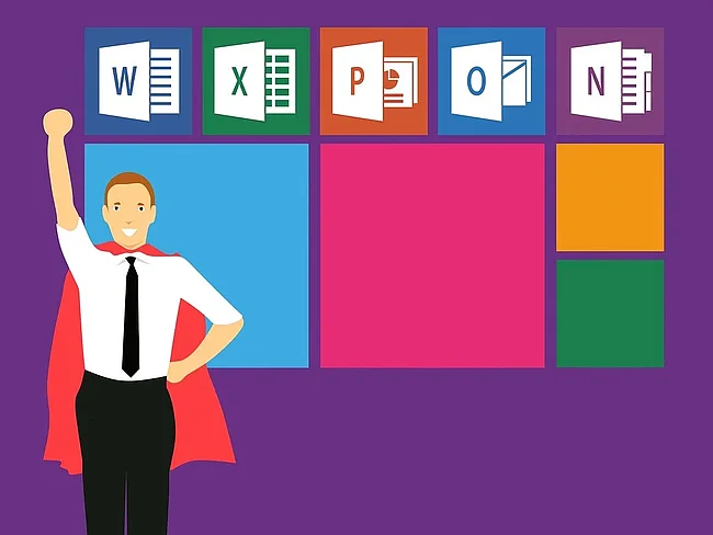 Microsoft 365 Icons mit Superheld