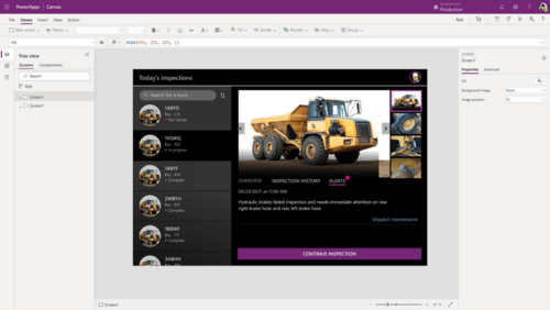 Screenshot von MS Power Apps