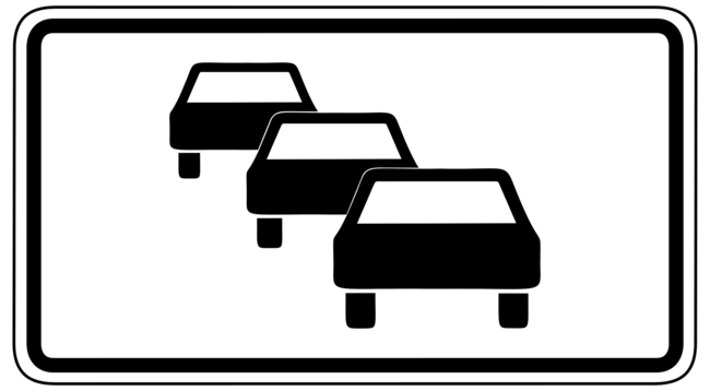 Schild, das einen Stau zeigt. Schild, das einen Stau zeigt.