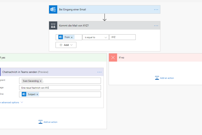Screenshot von MS Power Automate