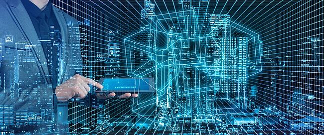 Grafik symbolisiert die Blockchain