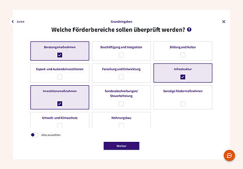 Screenshot der Ansicht FördermittelNAVI Detailsuche