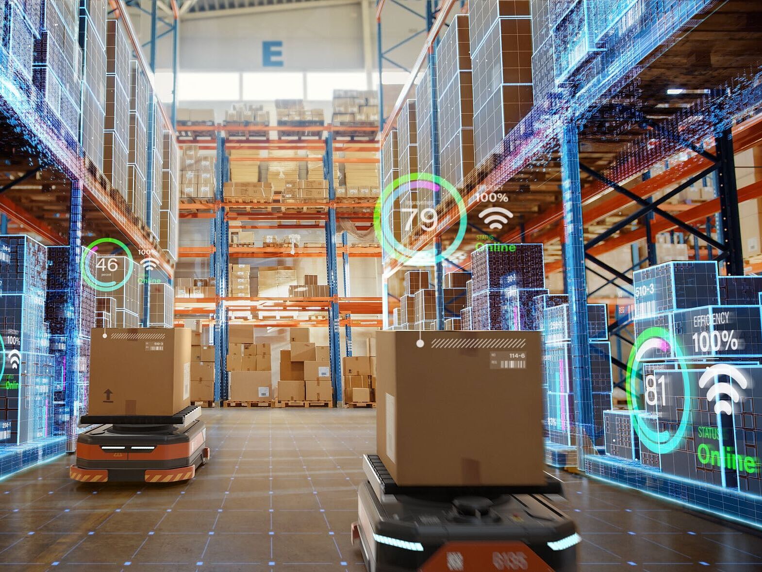 Eine Lagerhalle mit Bluetooth und autonomen Systemen