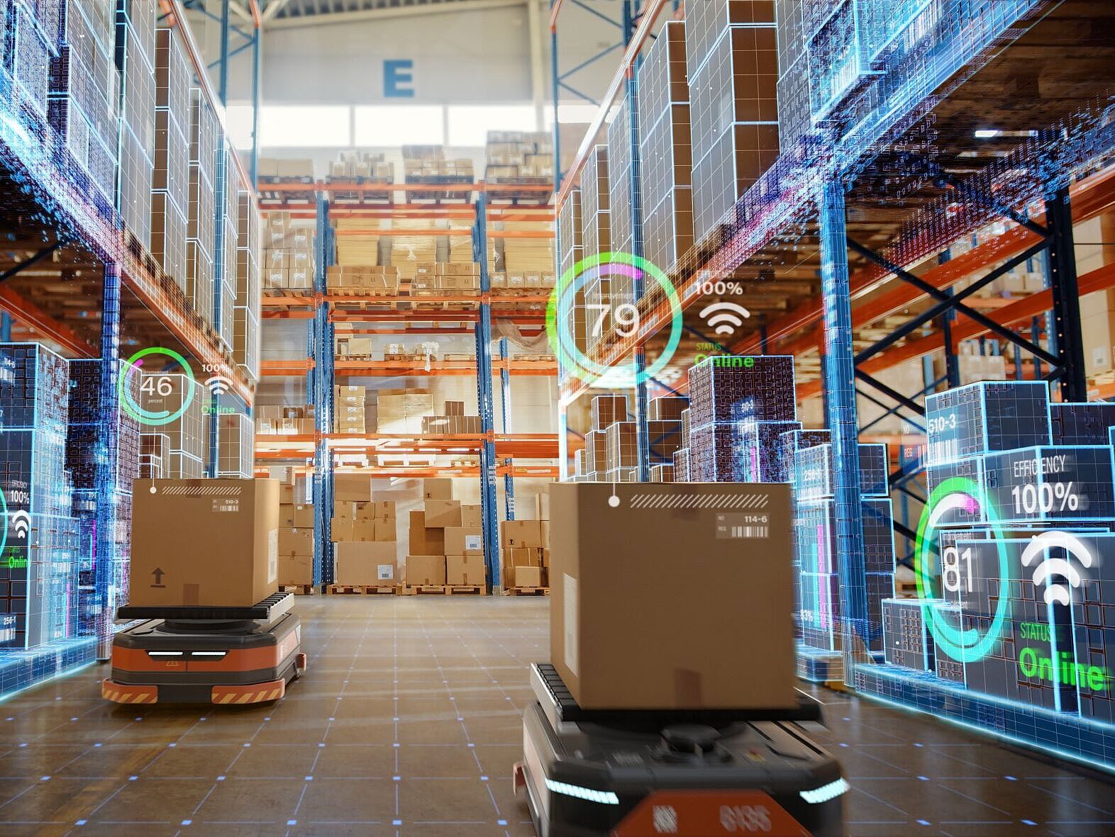 Eine Lagerhalle mit Bluetooth und autonomen Systemen