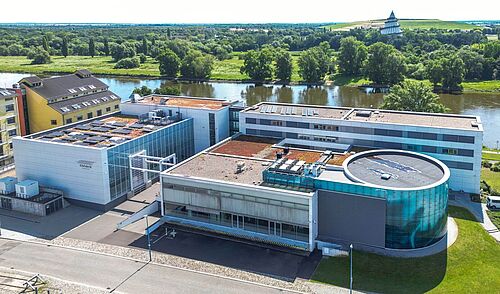 Luftaufnahme der Forschungsfabrik Elbfabrik in Magdeburg
