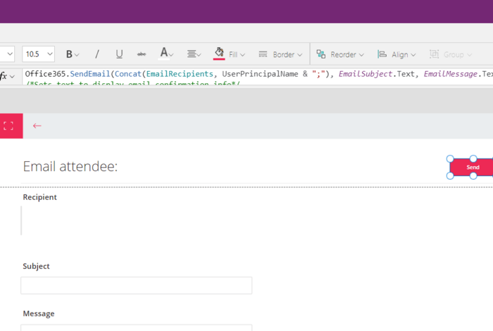 Screenshot von MS Power Apps
