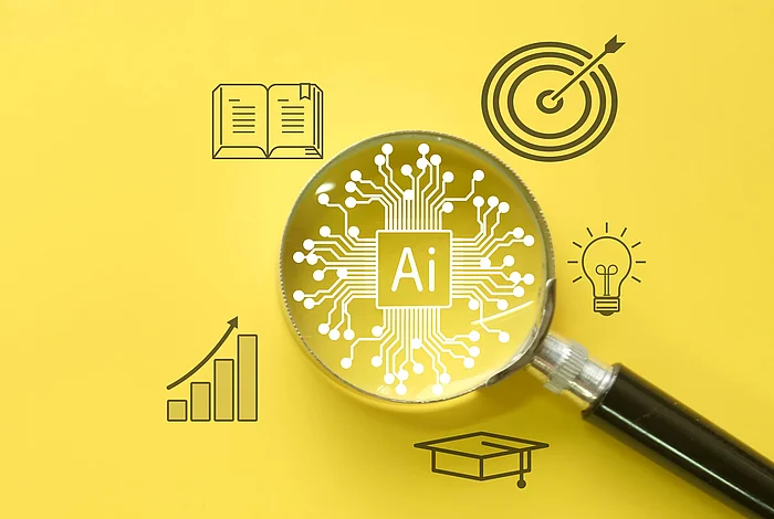 Grafik mit einer Lupe auf gelbem Hintergrund