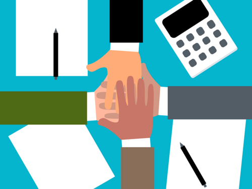 Grafik von abklatschenden Händen