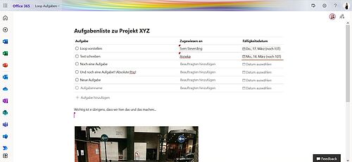 Bildschirmfoto einer Microsoft Anwendung